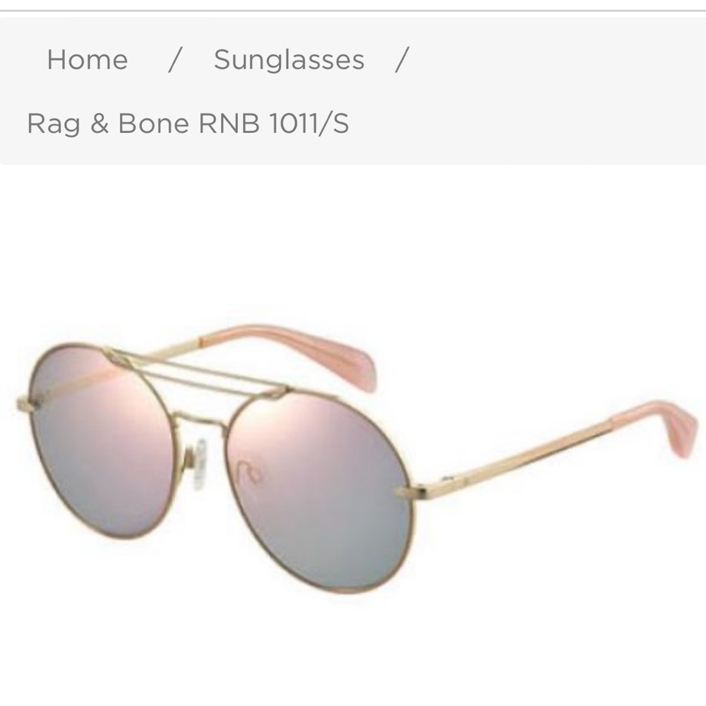 Rag & Bone Womens Gold & Pink Round Metal Frame 59mm Sunglasses - Picture 8 of 8